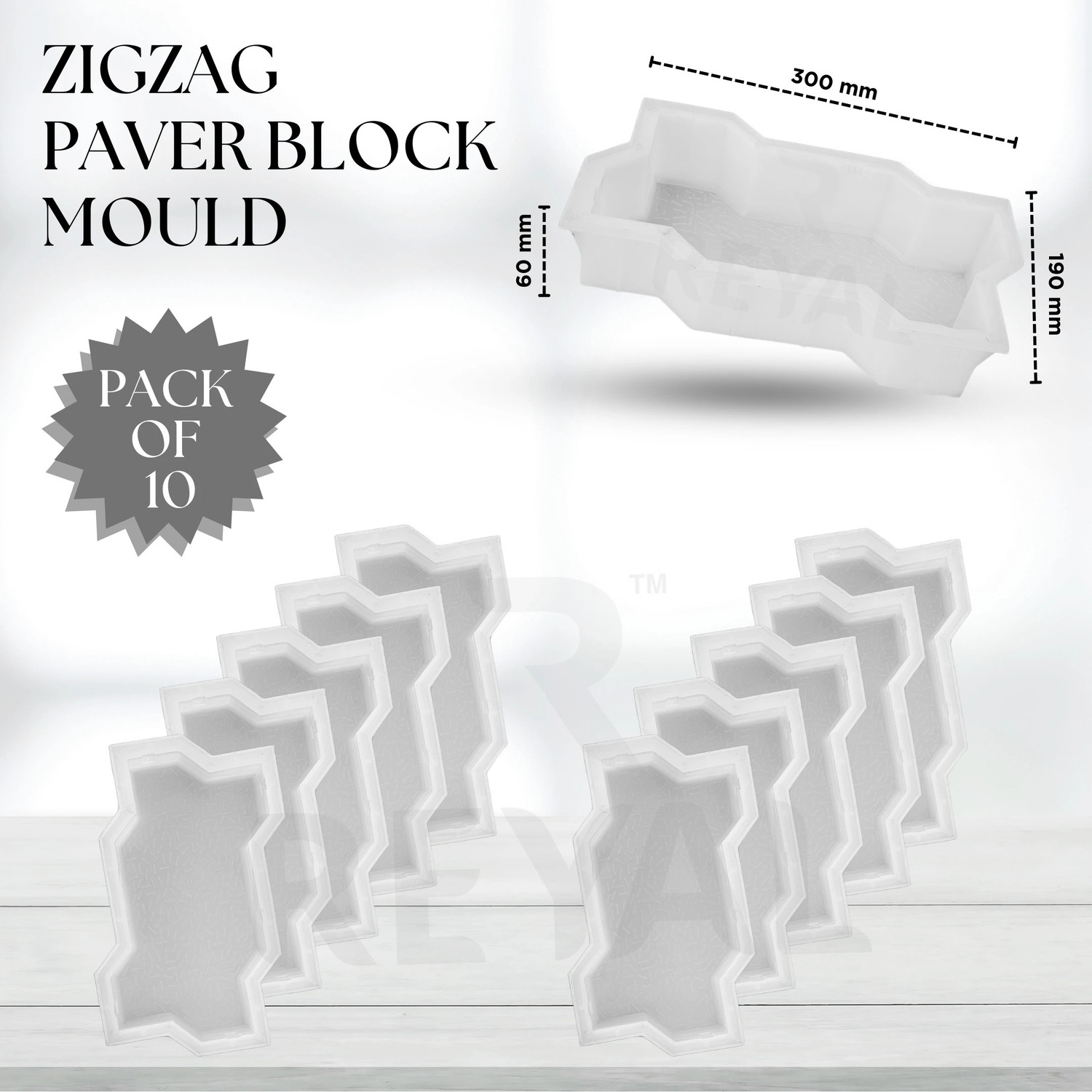 Image of Reyal Plastic Zigzag /Unipaver Block mould(60mm) Interlocking Paver Mould(Pack of 10) Column Cap & Base