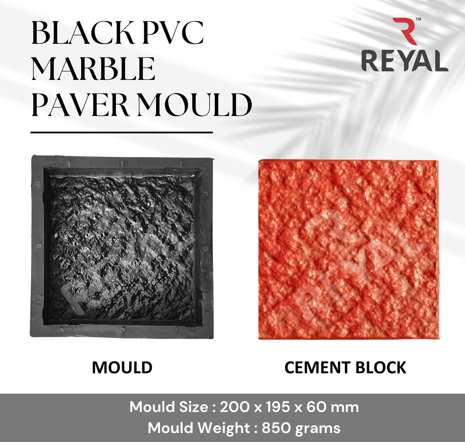 Image of Reyal Black 8X8 Marble Paver Mould |Interlocking Paver Mould (pack of 4) Column Cap & Base