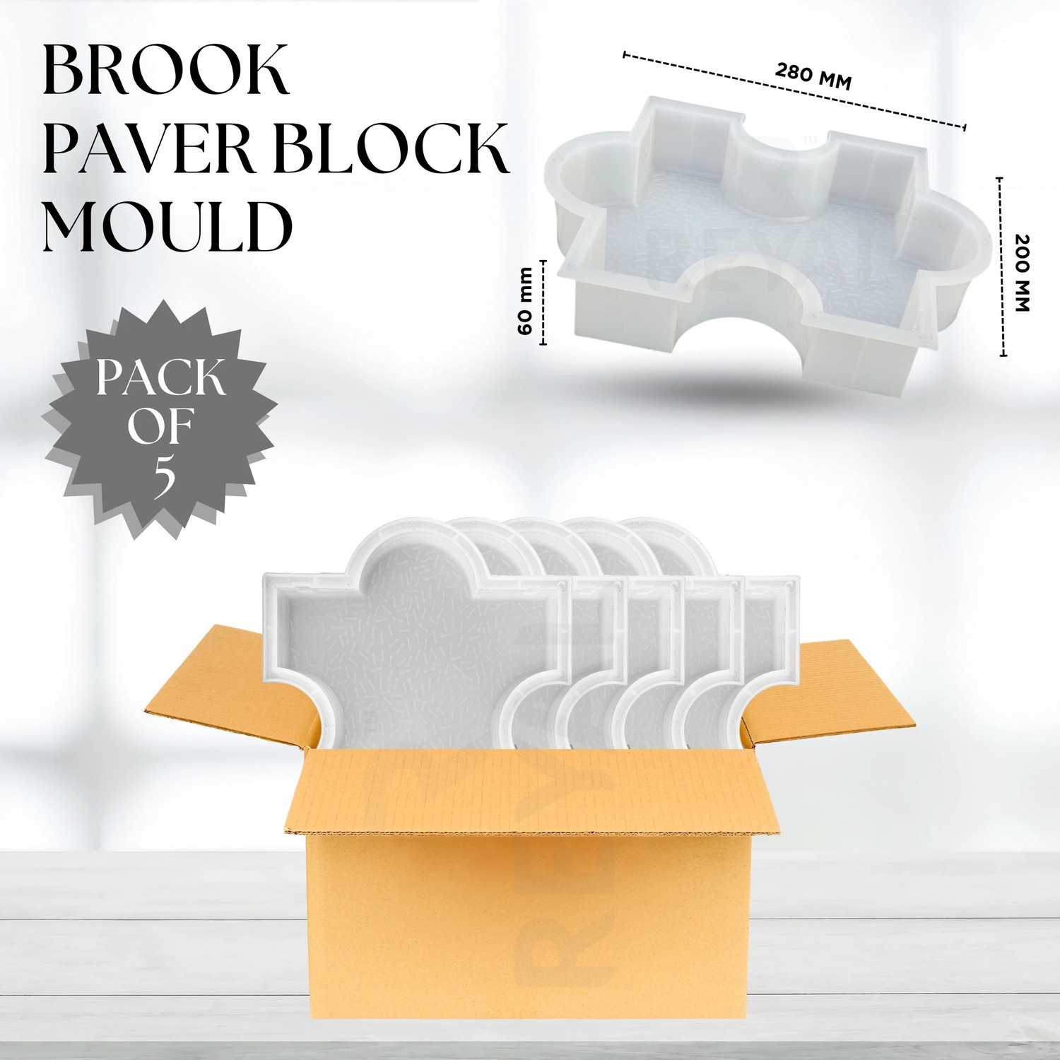 Image of Reyal BROOK Paver Block mould(H : 60mm) Interlocking (Pack of 5) Column Cap & Base