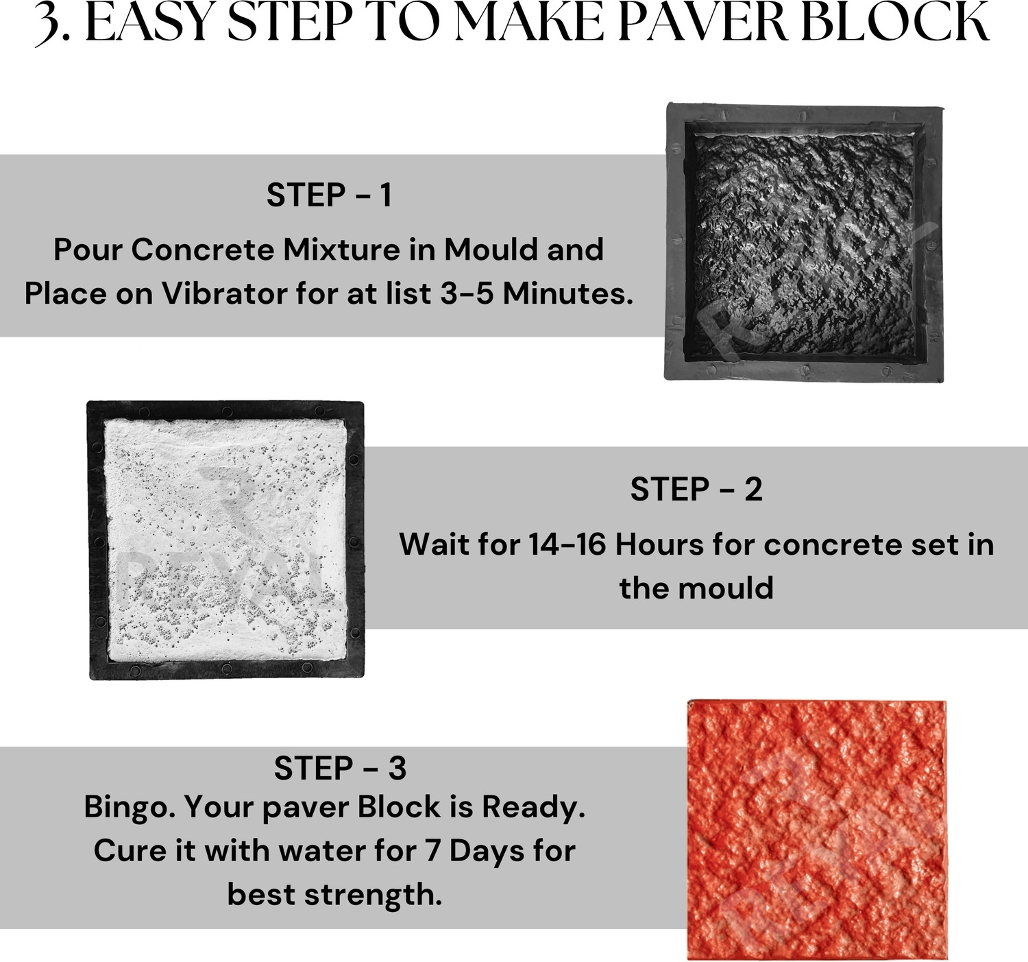Image of Reyal Black 8X8 Marble Paver Mould |Interlocking Paver Mould (pack of 4) Column Cap & Base