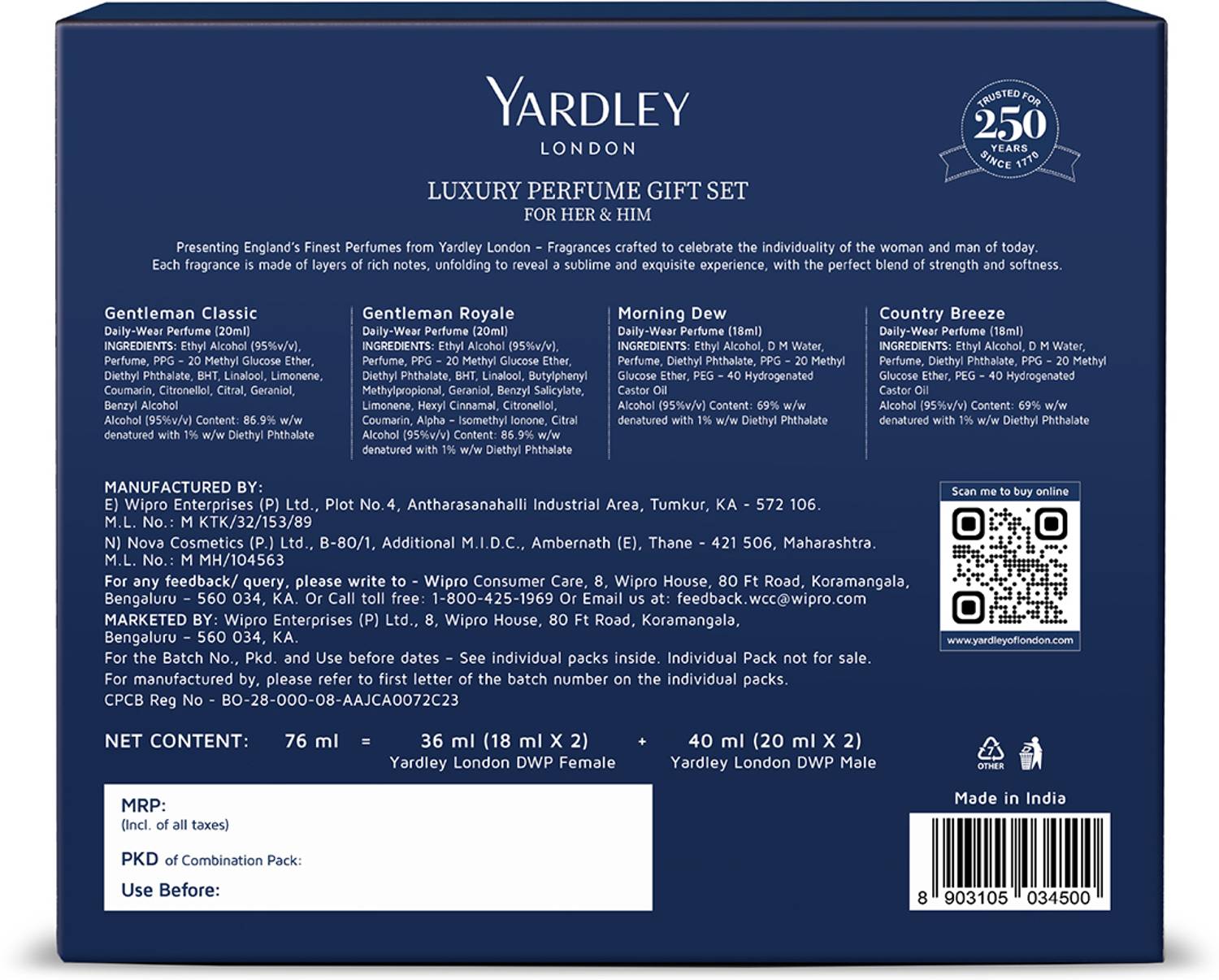 Yardley London Luxury Perfume Gift Set 18ml x 2 + 20ml x 2 - Image 3