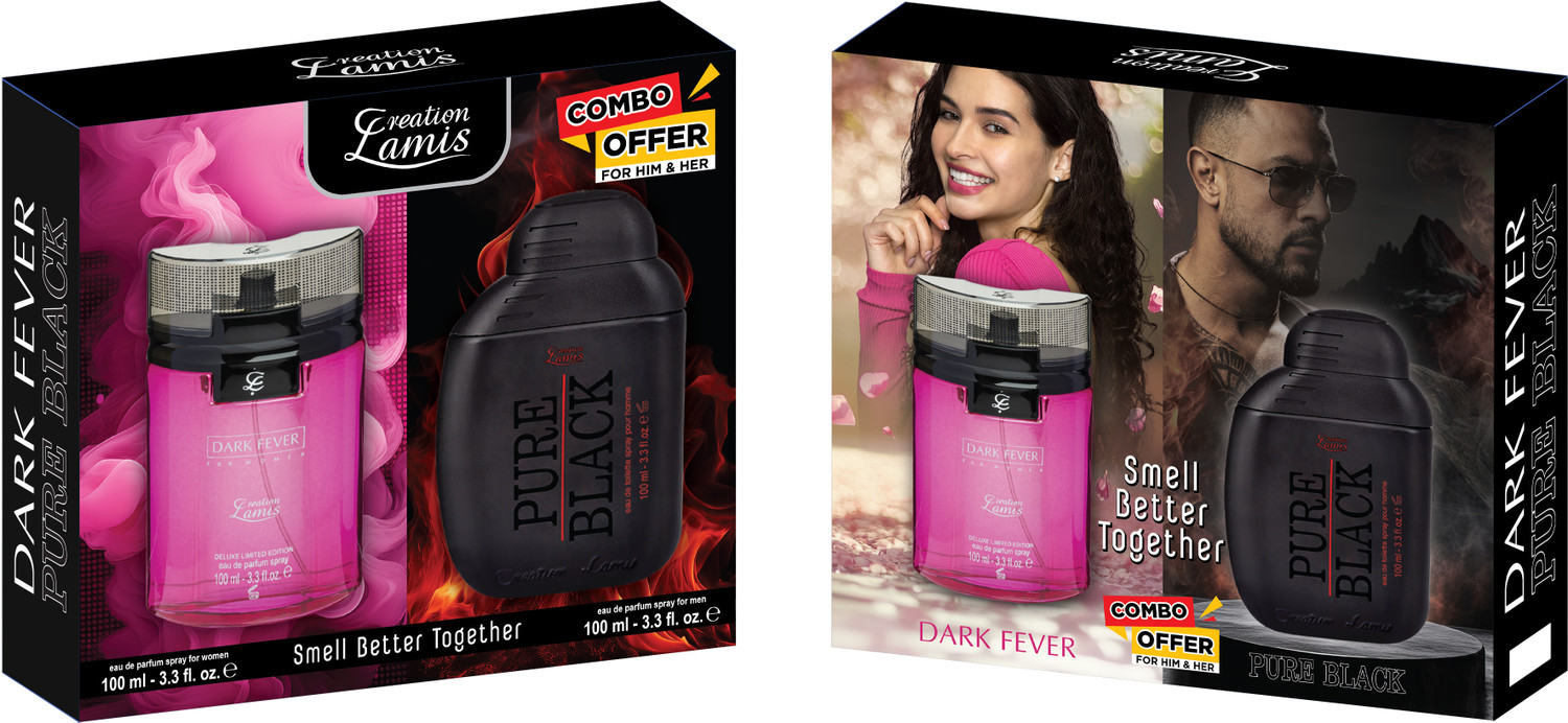 Image of CREATION LAMIS Pure Black perfume & DARK FEVER WOMEN perfume combo| Long Lasting| Eau de Toilette - 200 ml
