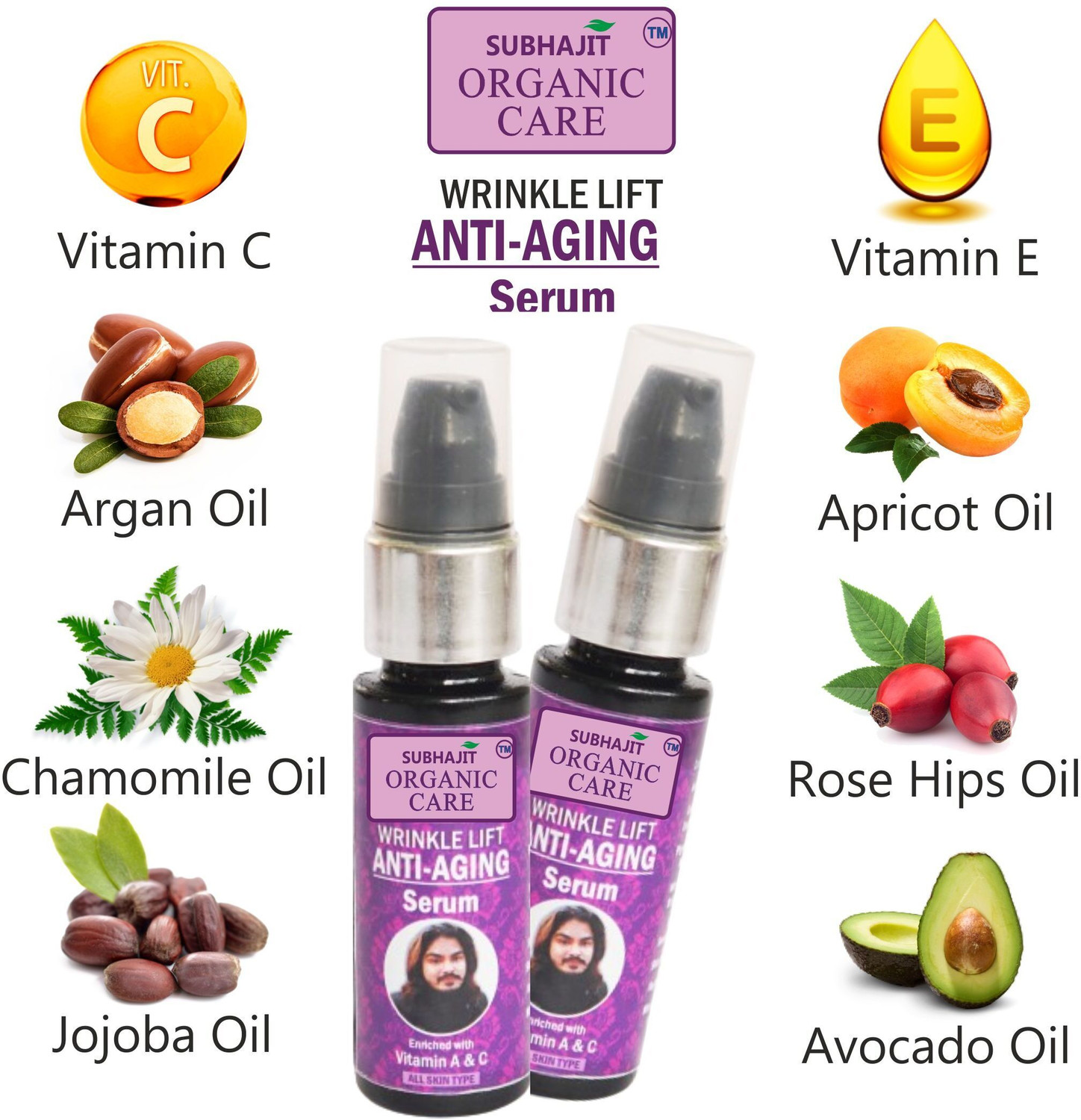 Image of SUBHAJIT ORGANIC CARE Wrinkle Lift ANTI-AGING Face Serum With Vitamin A & C For All Skin Types