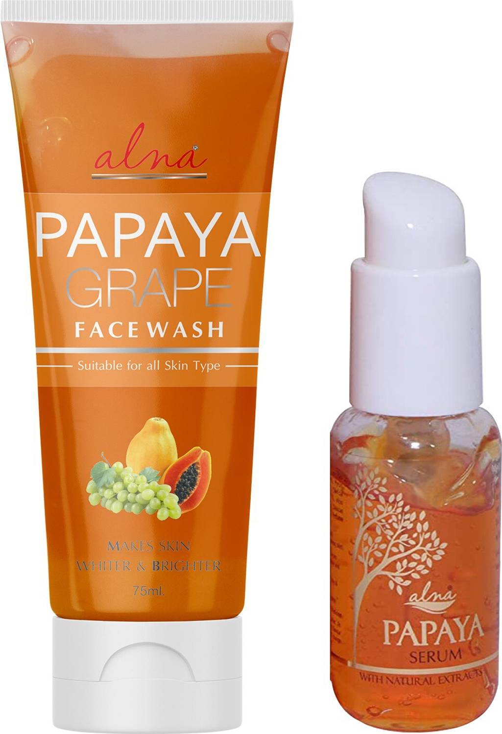Alna Care Papaya Grape Face wash with Papaya Face serum | skin care combo