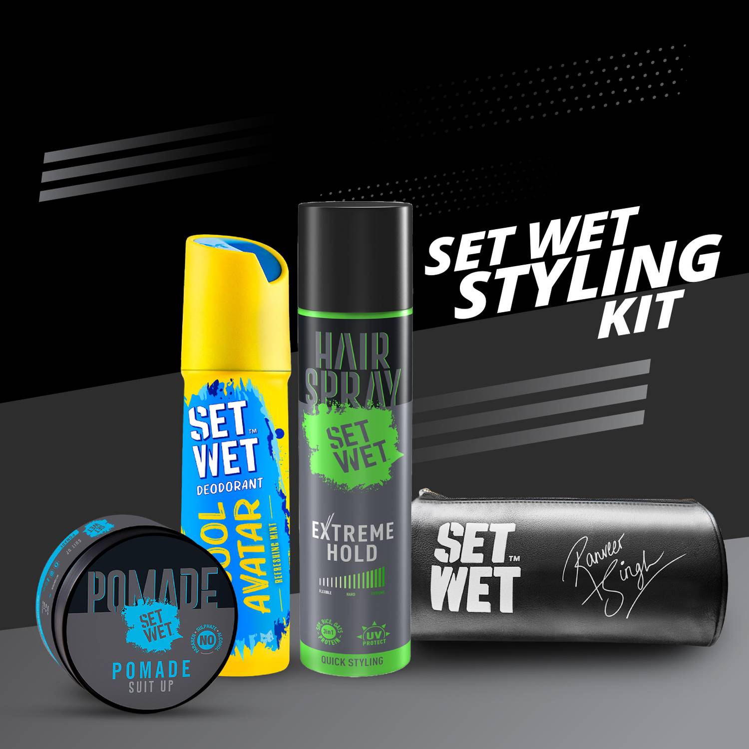 SET WET Men's Styling Kit Deodorant Spray - For Men