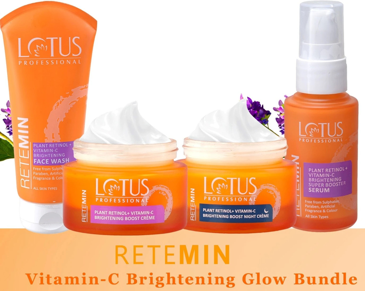 Image of Lotus Professional Retemin Plant retinol + Vitamin C Brightening Glow Bundle