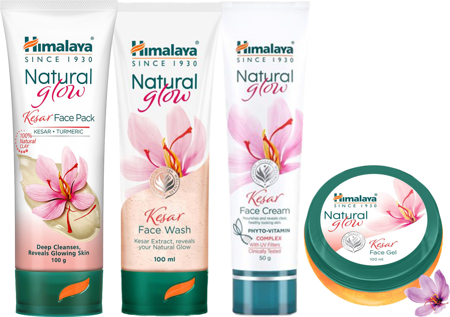 Image of HIMALAYA KESAR FACE WASH 100ML+PACK 100G+GEL 100ML+FACE CREAM 50G