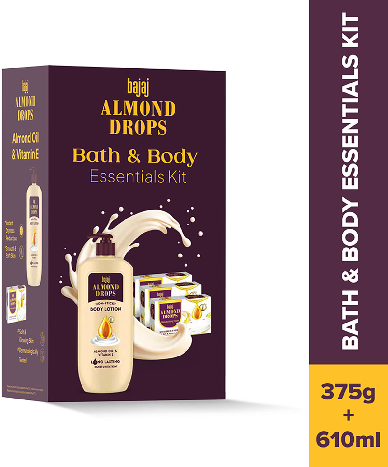 Image of Bajaj Almond Drops Body Lotion - 610ml + Soap 125*3 (2 Items in the set)