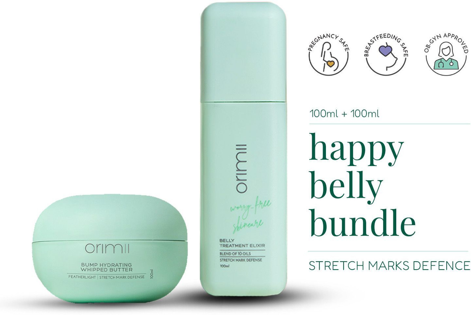 Image of Orimii Bump Hydrating Stretch Marks Cream For Women 100ml & Belly Oil For Stretch Marks for Women 100ml ) Combo Pack