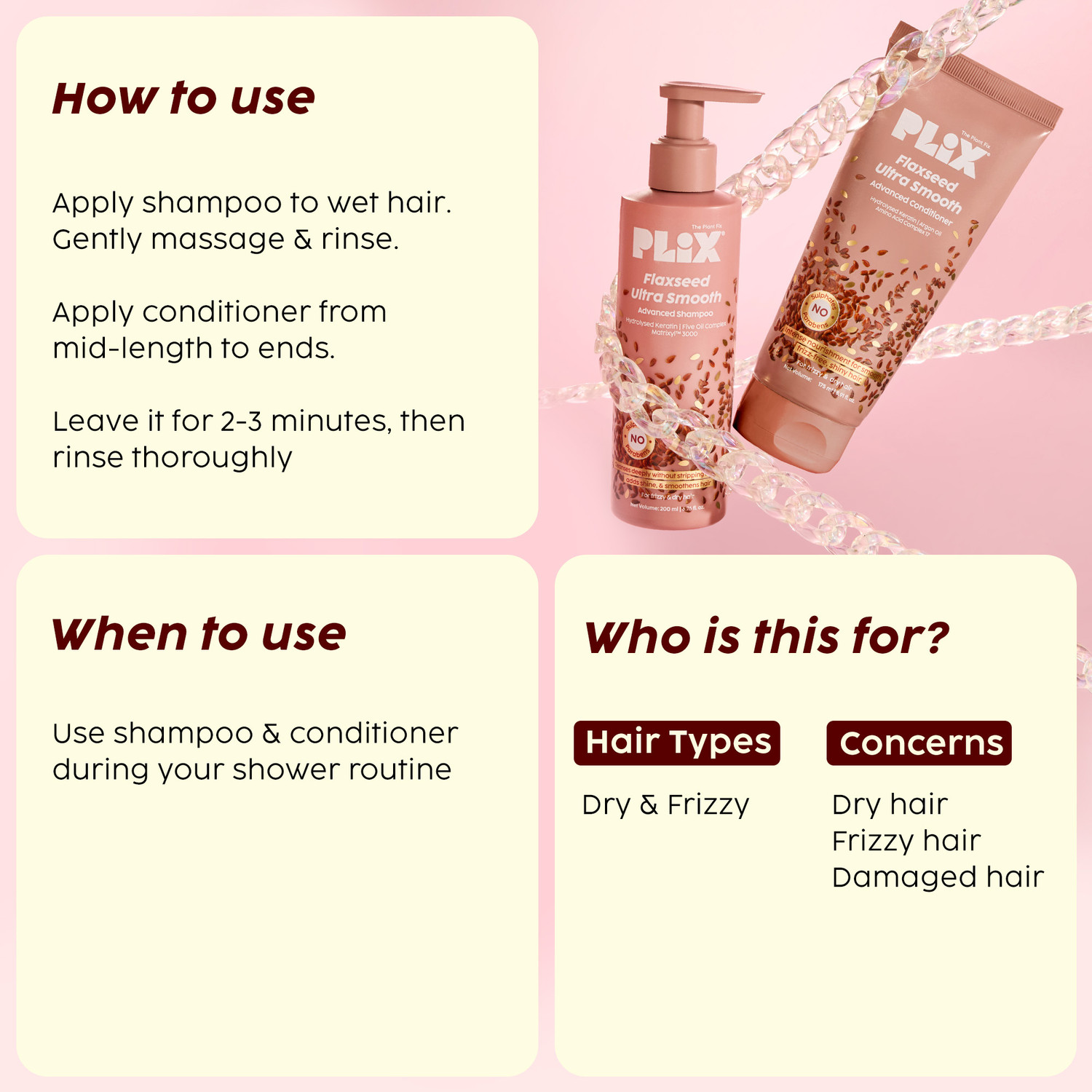 Image of The Plant Fix Plix Flaxseed Ultrasmooth Advanced Shampoo & Conditioner Combo