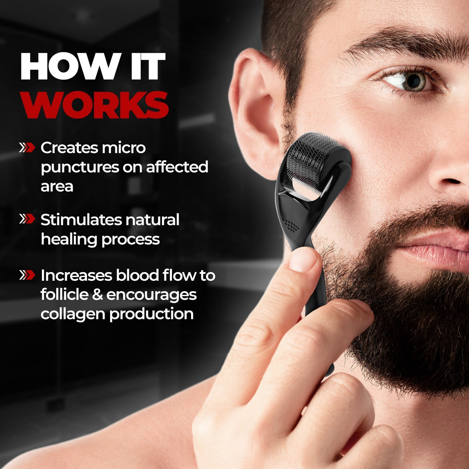 Image of BEARDO Beard Hair Growth Oil & Dermaroller 0.5 mm| 540 Needles | Thicker Looking Beard