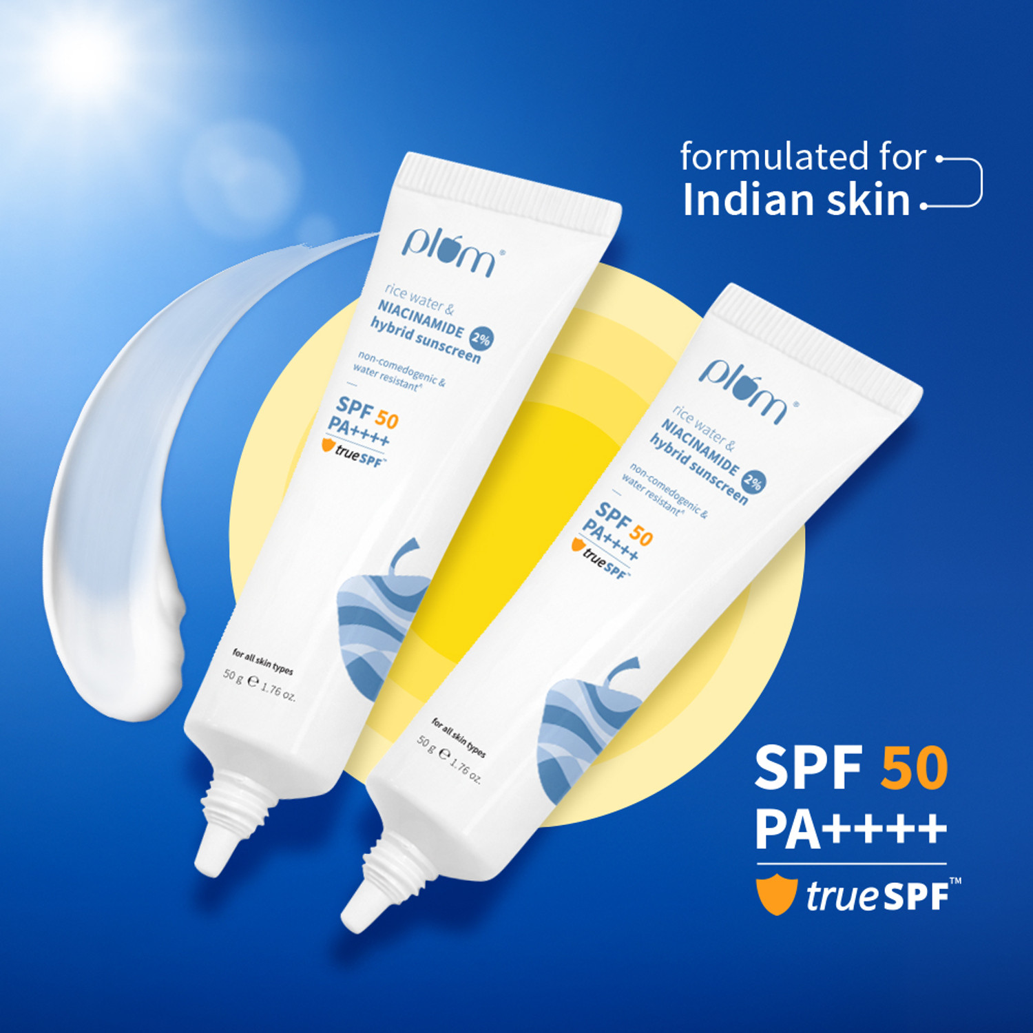 Image of Plum Sunscreen - SPF 50 PA++++ Rice Water & Niacinamide 2% Hybrid Sunscreen -pack of-2