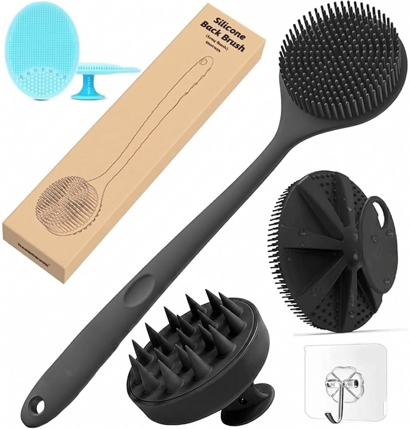 CYNGLEM Silicone Shower Bath Brush Set with Hooks