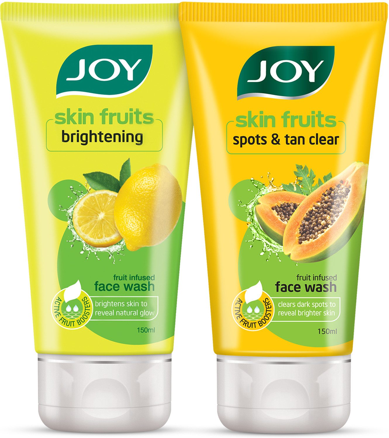 Image of Joy Facewash Combo with Brightening Lemon Face Wash 150ml & Spots & Tan Removing Papaya Face Wash 150ml