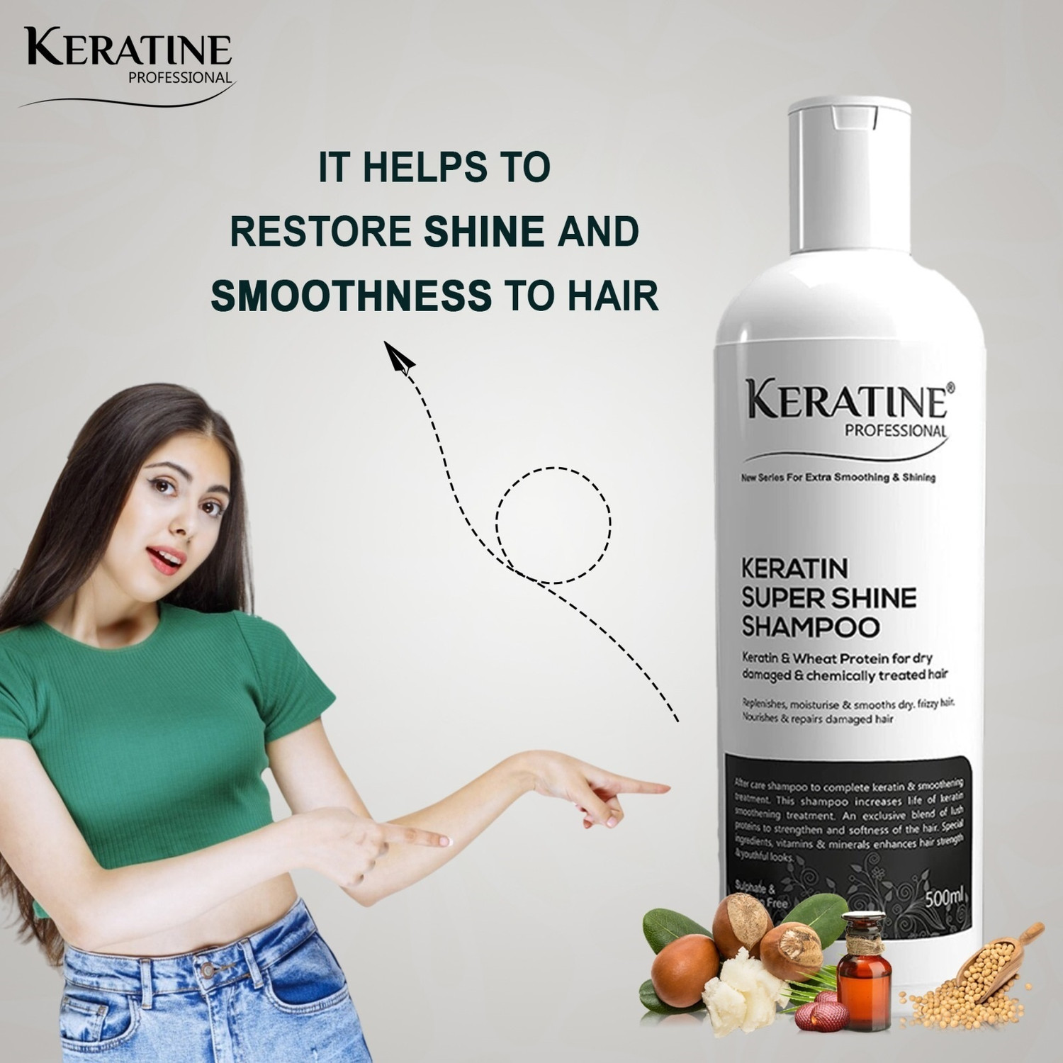 Image of KERATINE PROFESSIONAL Keratin Super Shine Shampoo and Mask 500ml Each