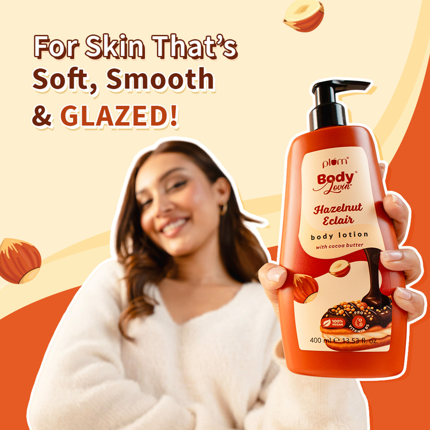 Image of Plum BodyLovin' Intensely Moisturising & Lightweight Body Lotion Duo | Hazelnut & Vanilla Scents 800 ML