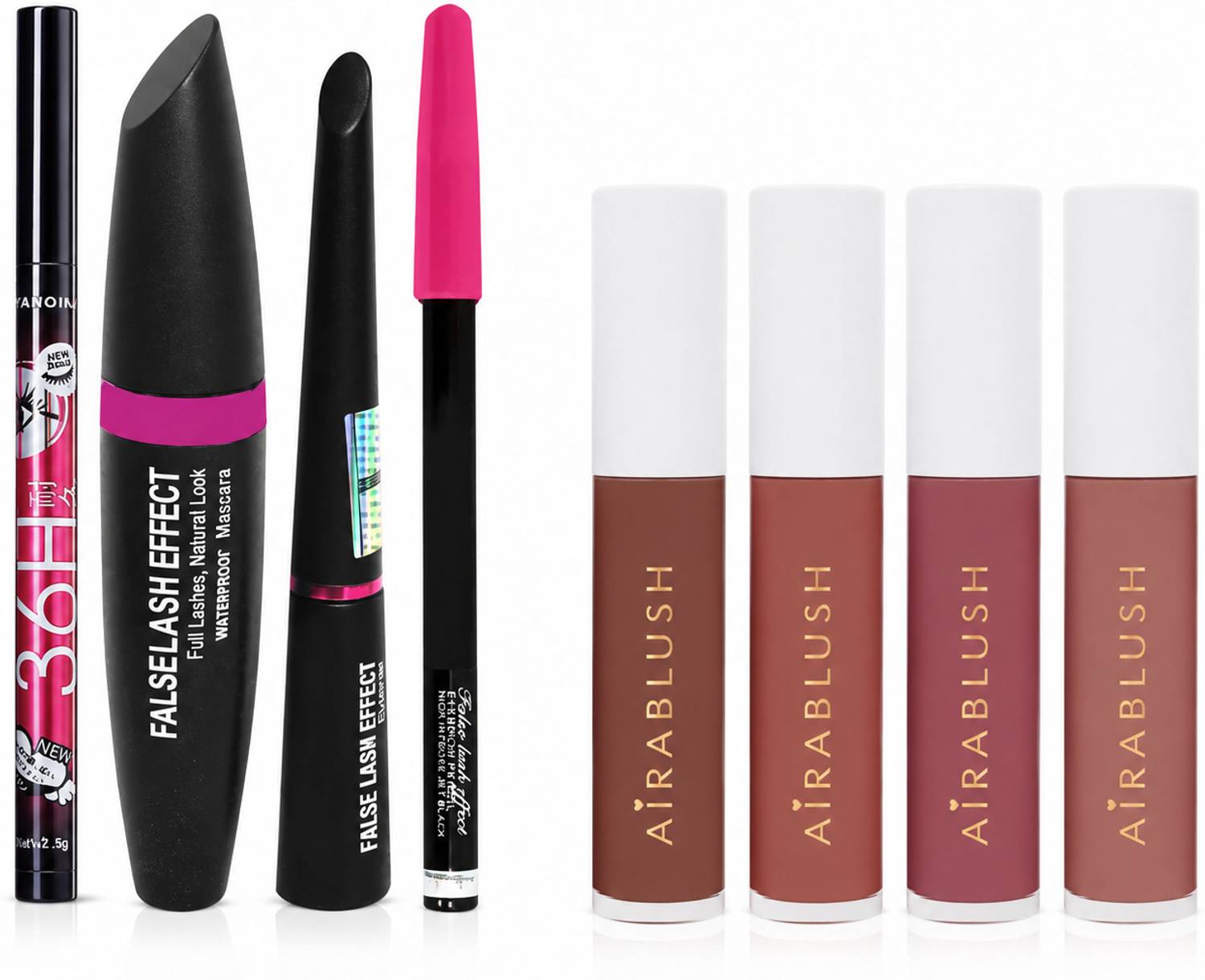 AIRABLUSH Kajal & 3in1 Eyeliner, Eyebrow Pencil, Mascara & Red Edition Liquid_lipstick