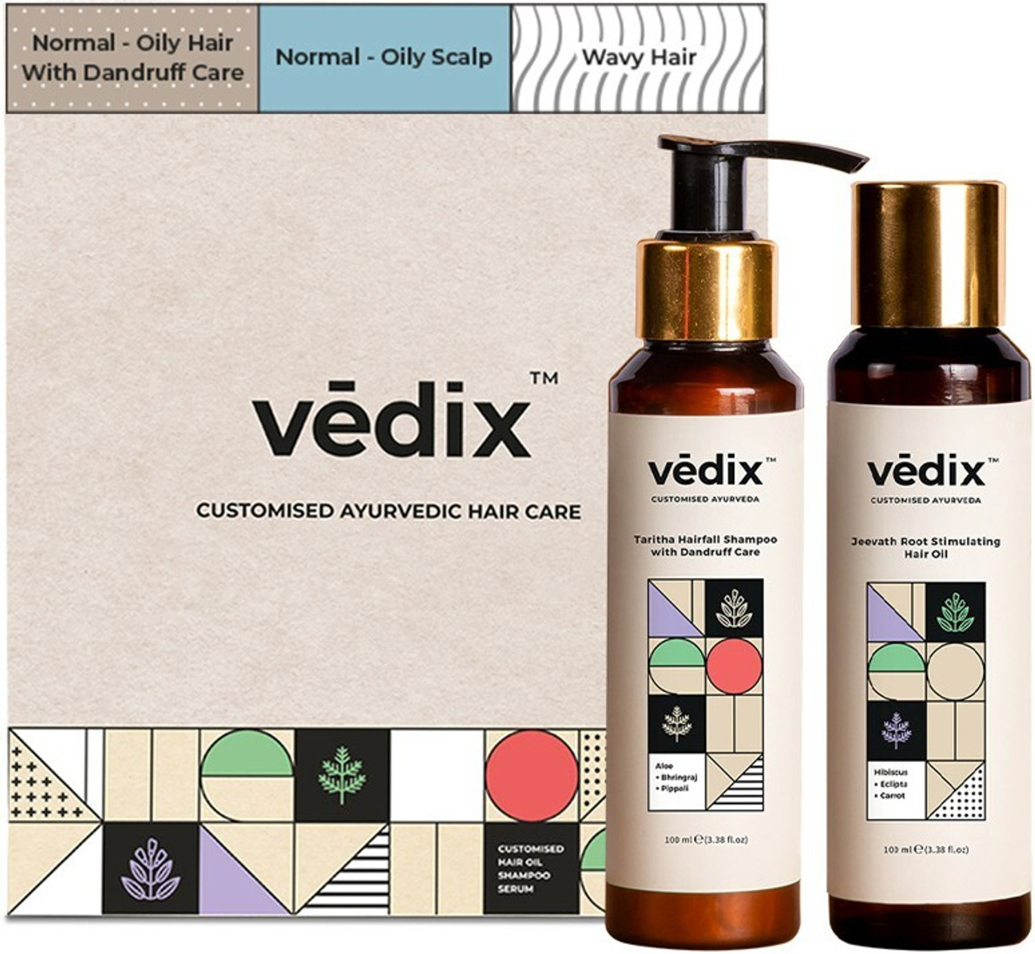 Image of Vedix Customised Hair Growth Combo|Hair Oil For Hair Fall|Anti Hair Fall Shampoo|Dandruff Normal -Oily Scalp|Curly -Wavy Hair,200ml