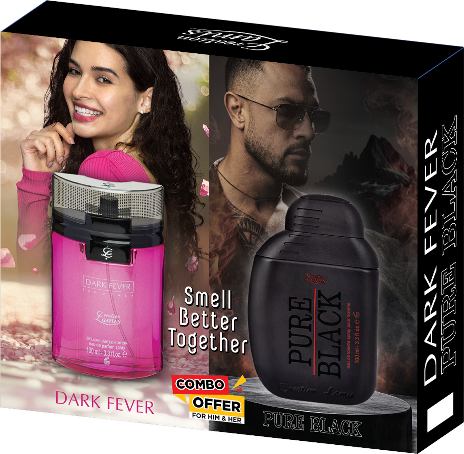 Image of CREATION LAMIS Pure Black perfume & DARK FEVER WOMEN perfume combo| Long Lasting| Eau de Toilette - 200 ml