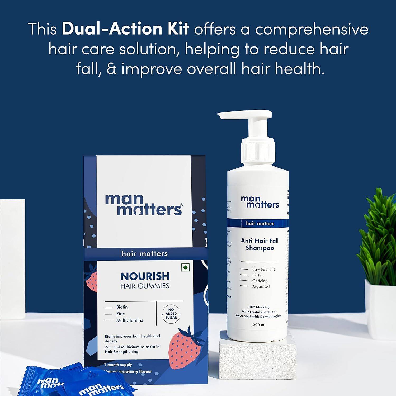 Man Matters DHT Blocker Shampoo 200ml & Biotin Gummies 30N Combo - Image 4