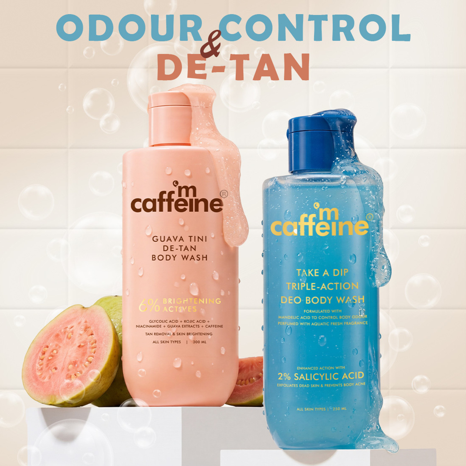 Image of mCaffeine 3-in-1 Take A Dip Deo Body Wash & Guava Tini De-Tan Body Wash Combo