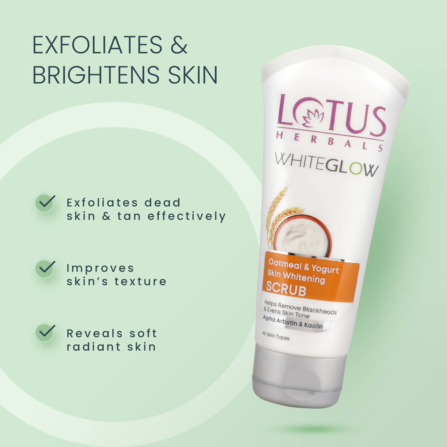 LOTUS HERBALS WhiteGlow Oatmeal & Yogurt Skin Brightening Scrub - Image 3