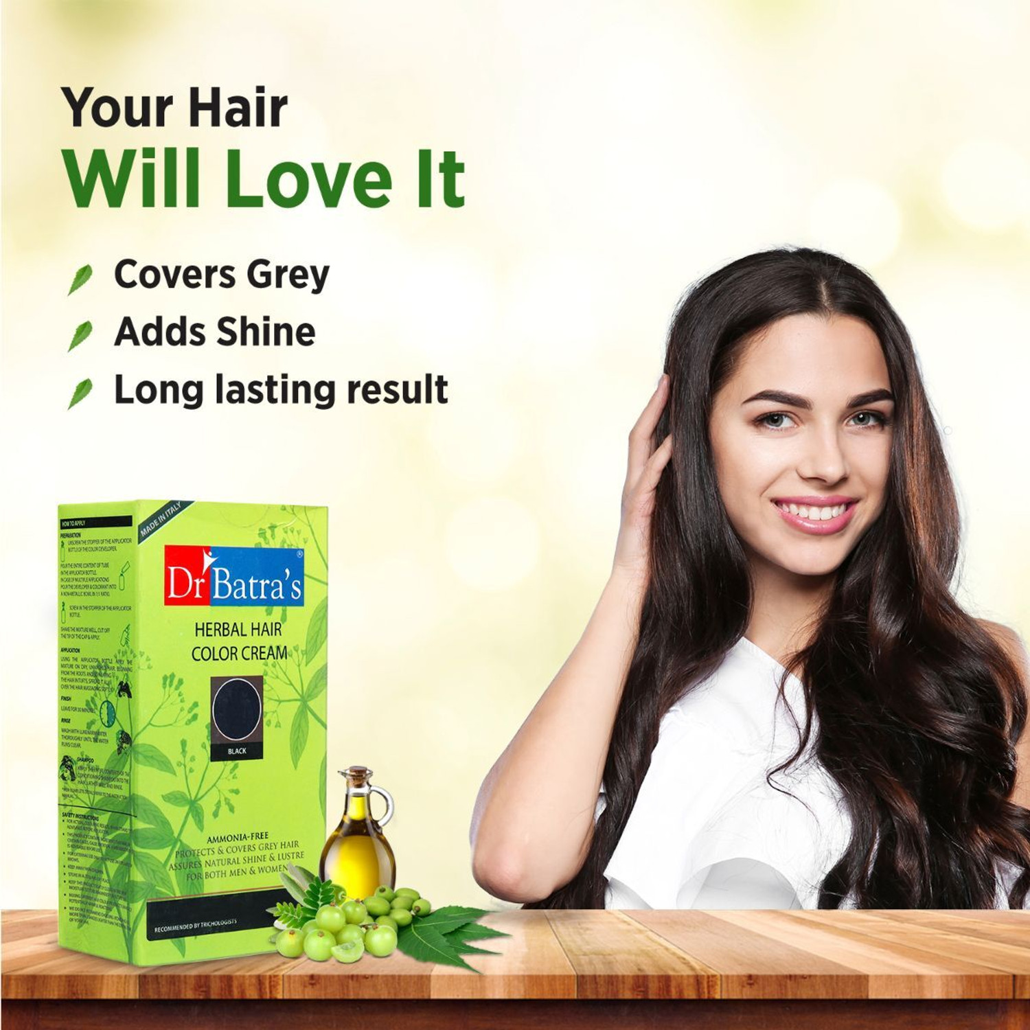 Image of Dr. Batra's Herbal Hair Color Cream Black|Natural, Safe,Long-Lasting,Damage-Free,Unisex , Black