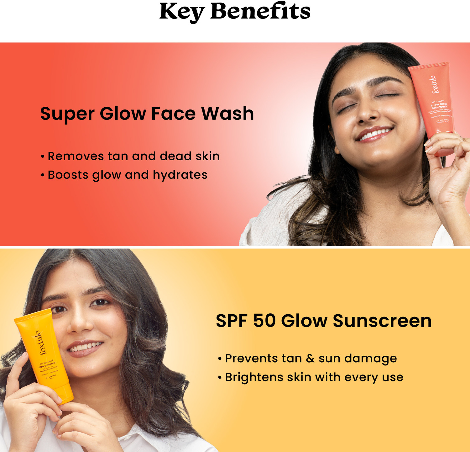 Image of Foxtale Bright Start Duo | Vit C+Niacinamide SPF50 Sunscreen & Vit C Face Wash