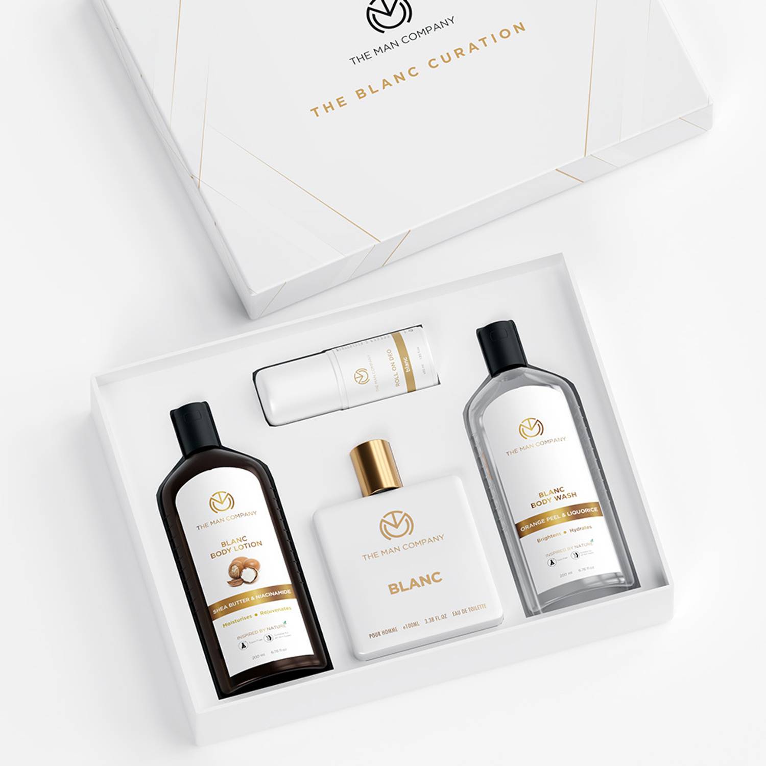 THE MAN COMPANY Blanc Gift Set for Men - Perfume, Body Lotion, Body Wash and Roll-On Deo