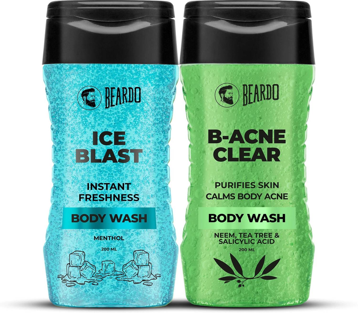 BEARDO Ice Blast & B-Acne Clear Body Wash 200 ml Each - Image 1