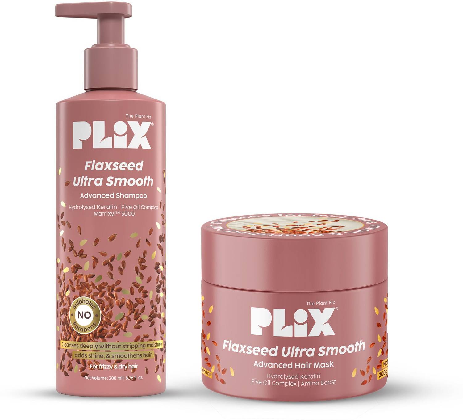The Plant Fix Plix Flaxseed Ultra Smooth Shampoo & Keratin Mask 200 ml