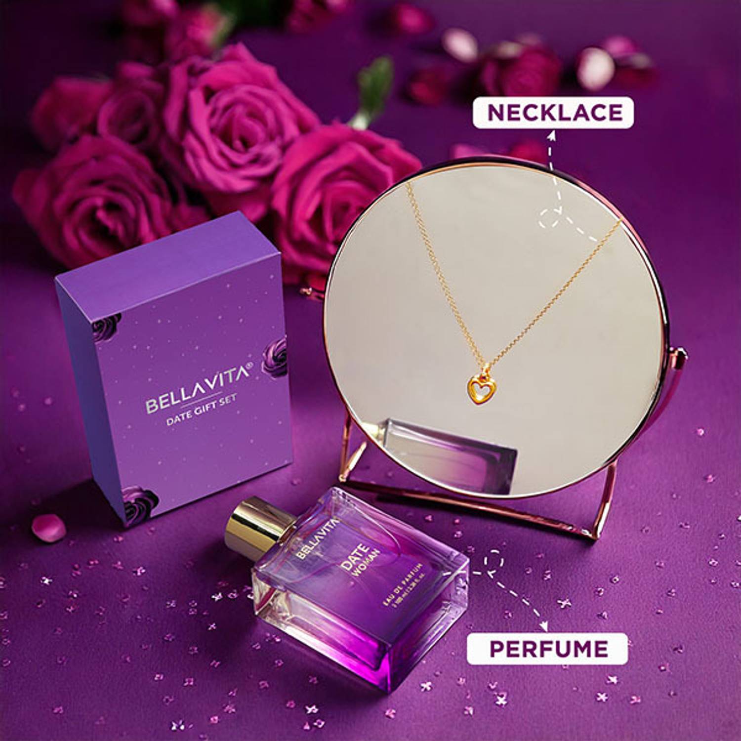 BELLAVITA Date Perfume Gift Set Gold 100ml - Image 3