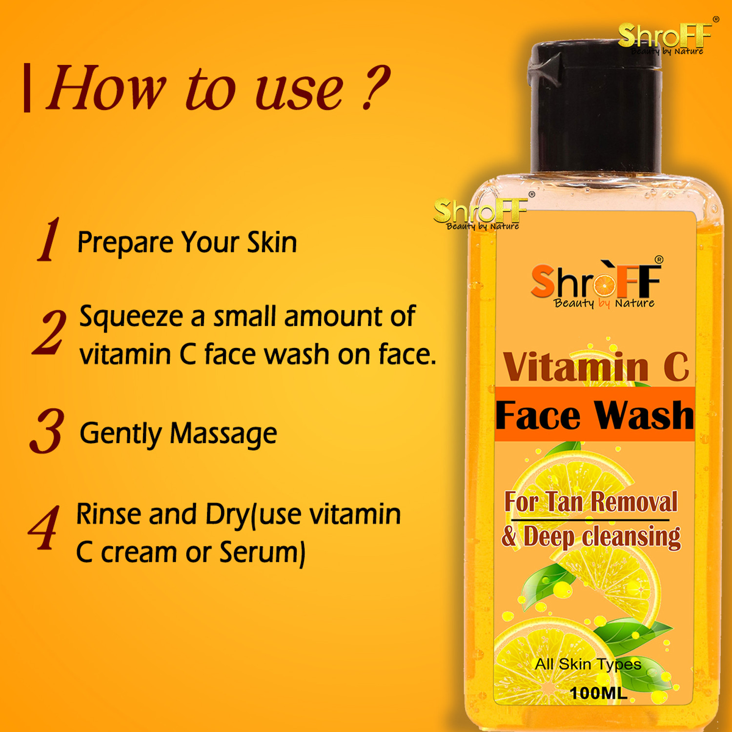 Image of Shroff Vitamin C Complete Skincare Combo - Face Wash, Toner, Serum, Cream & Sunscreen SPF 50 for Brightening