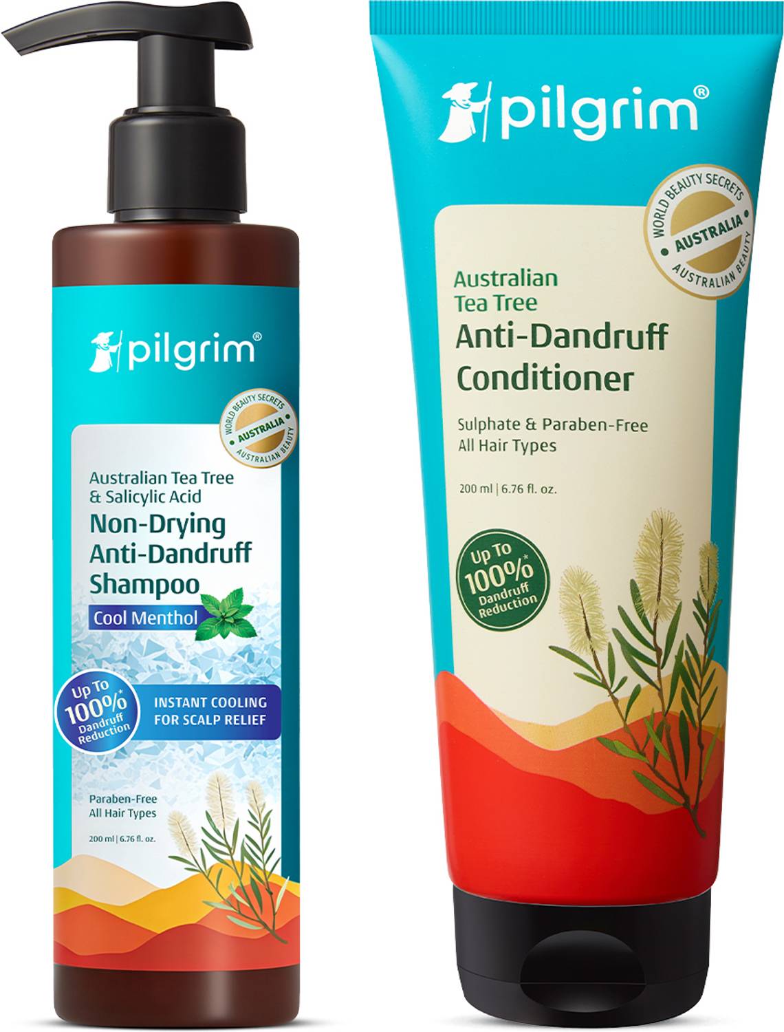 Pilgrim Tea Tree Anti-Dandruff Shampoo + Conditioner 200ml Combo - Image 1