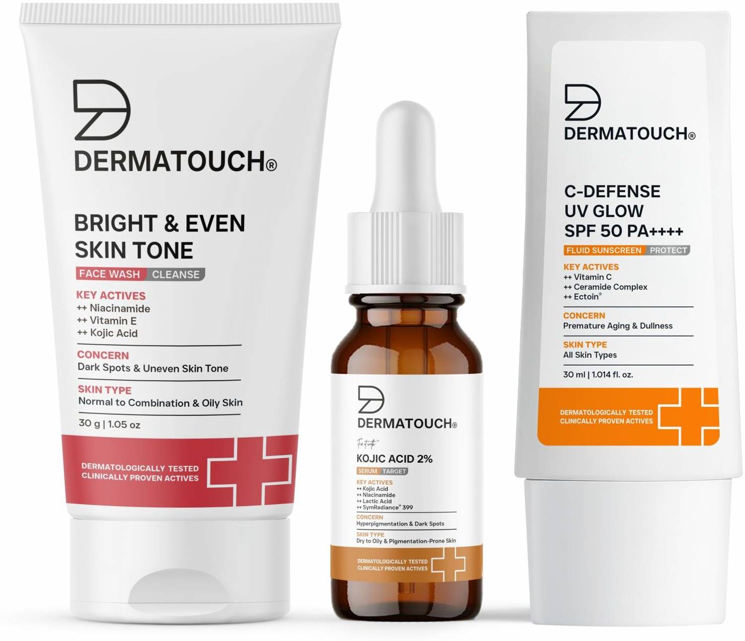 Dermatouch Bright & Even Tone Kit (Face Wash + Kojic Acid 2% Serum +