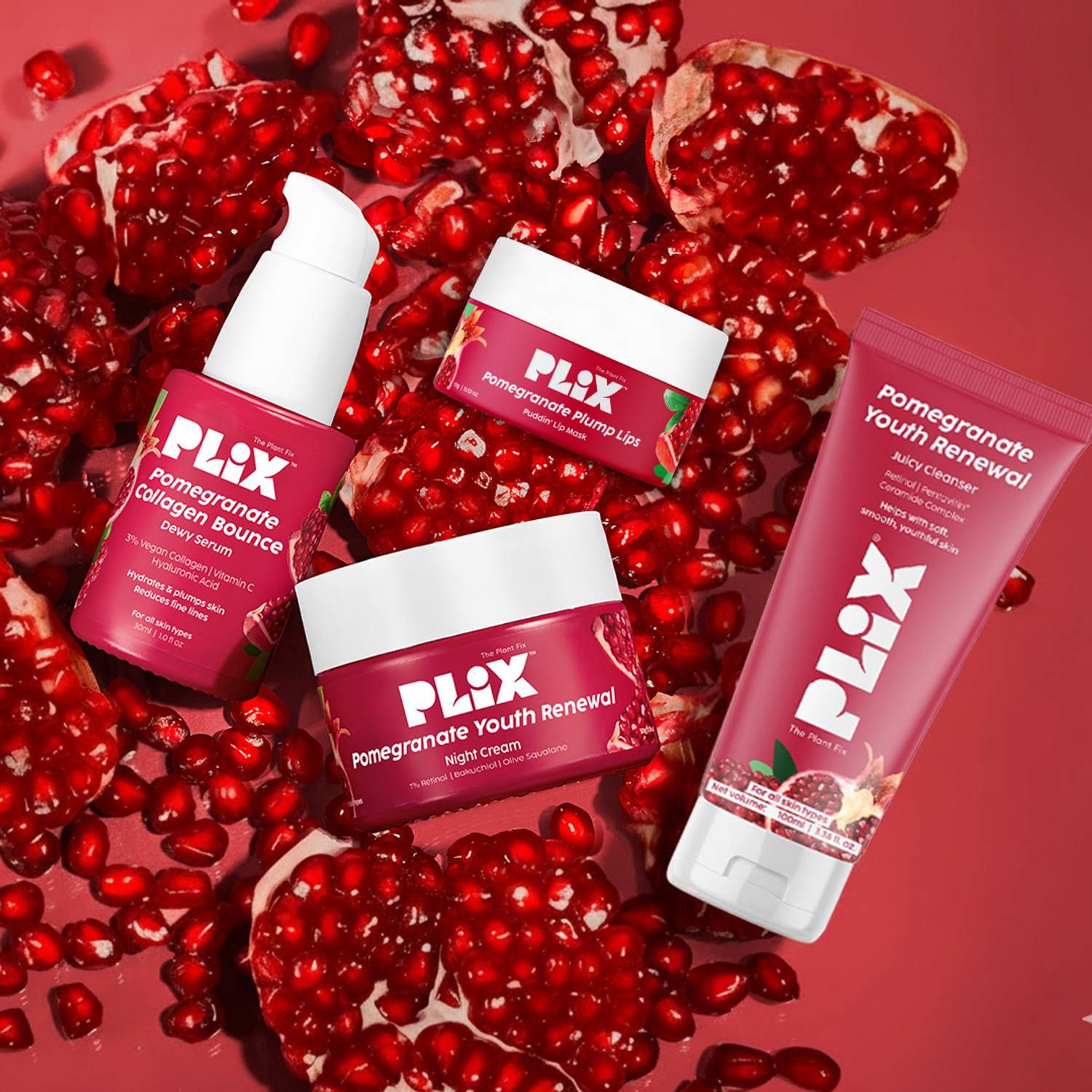The Plant Fix Pomegranate 4-Step Skincare Combo - Image 1
