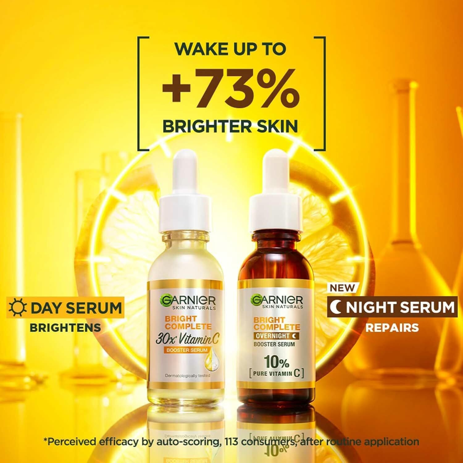 Image of Garnier Men 30X Booster Vitamin C Serum For Dark Spot Clear-15ml + Pure Vitamin C Overnight-15ml