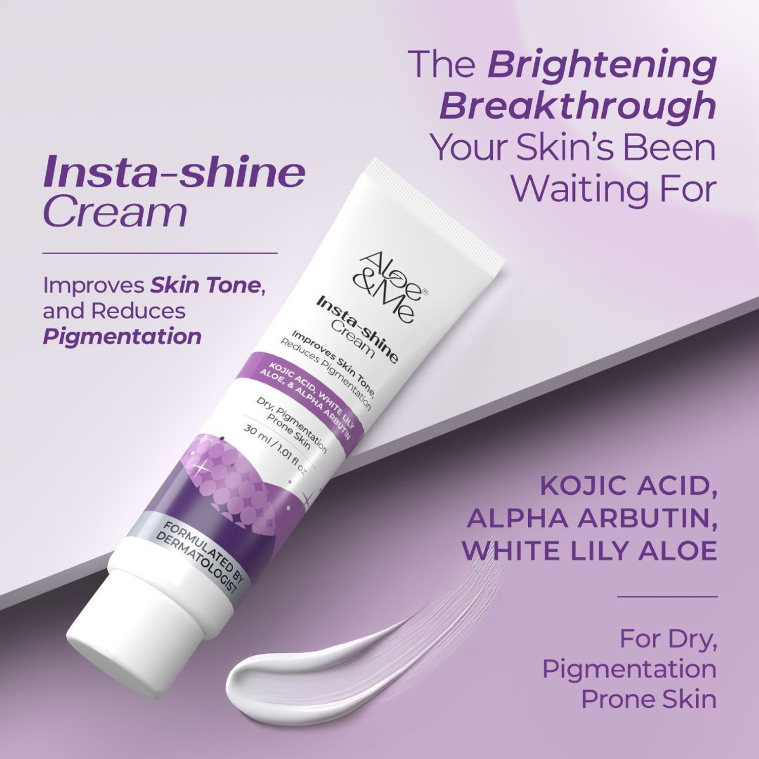 Image of aloe&me Insta-shine Cream, Brightens Skin, Improves Skin Tone