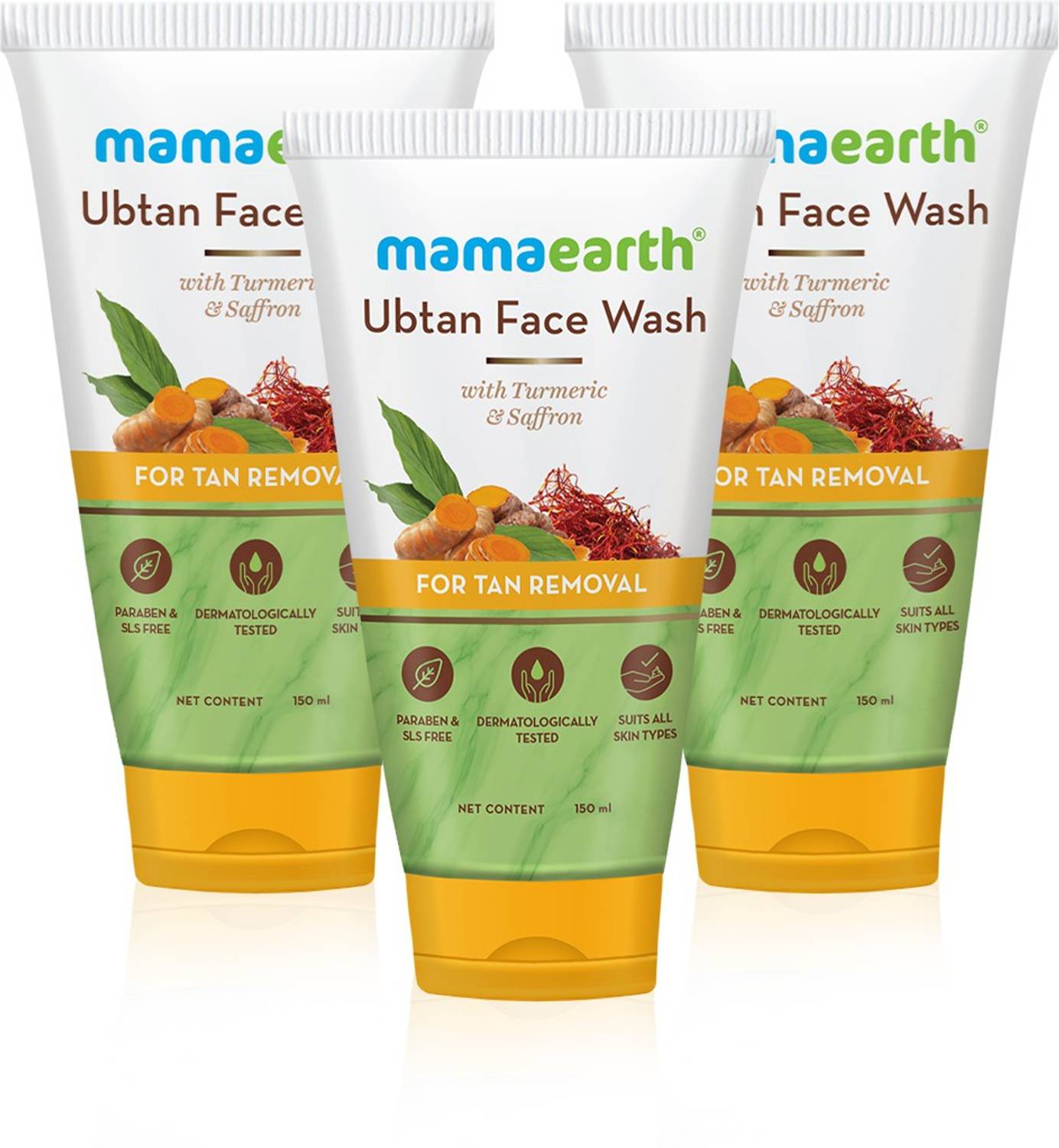 Mamaearth Ubtan Natural  with Turmeric & Saffron (Pack of 3) Face Wash