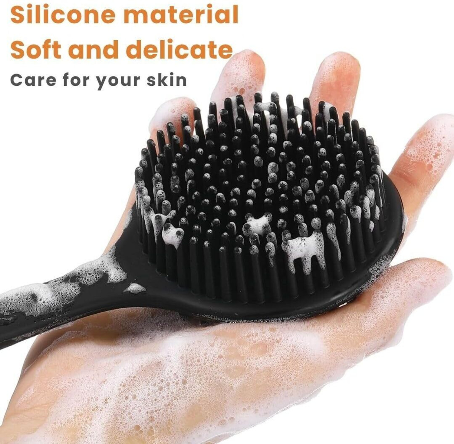 Image of Alvita 5 In 1 Silicon Shower Bath Back Brush+Body Scrubber+Scalp Massager+Face Scrubber+Hooks