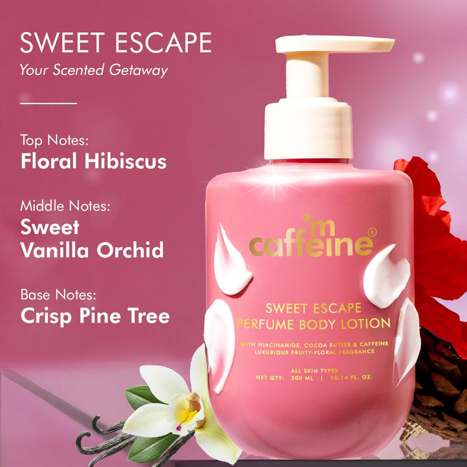 Image of mCaffeine Guava Tini Body Wash & Sweet Escape Body Lotion | Glycolic Acid, Niacinamide