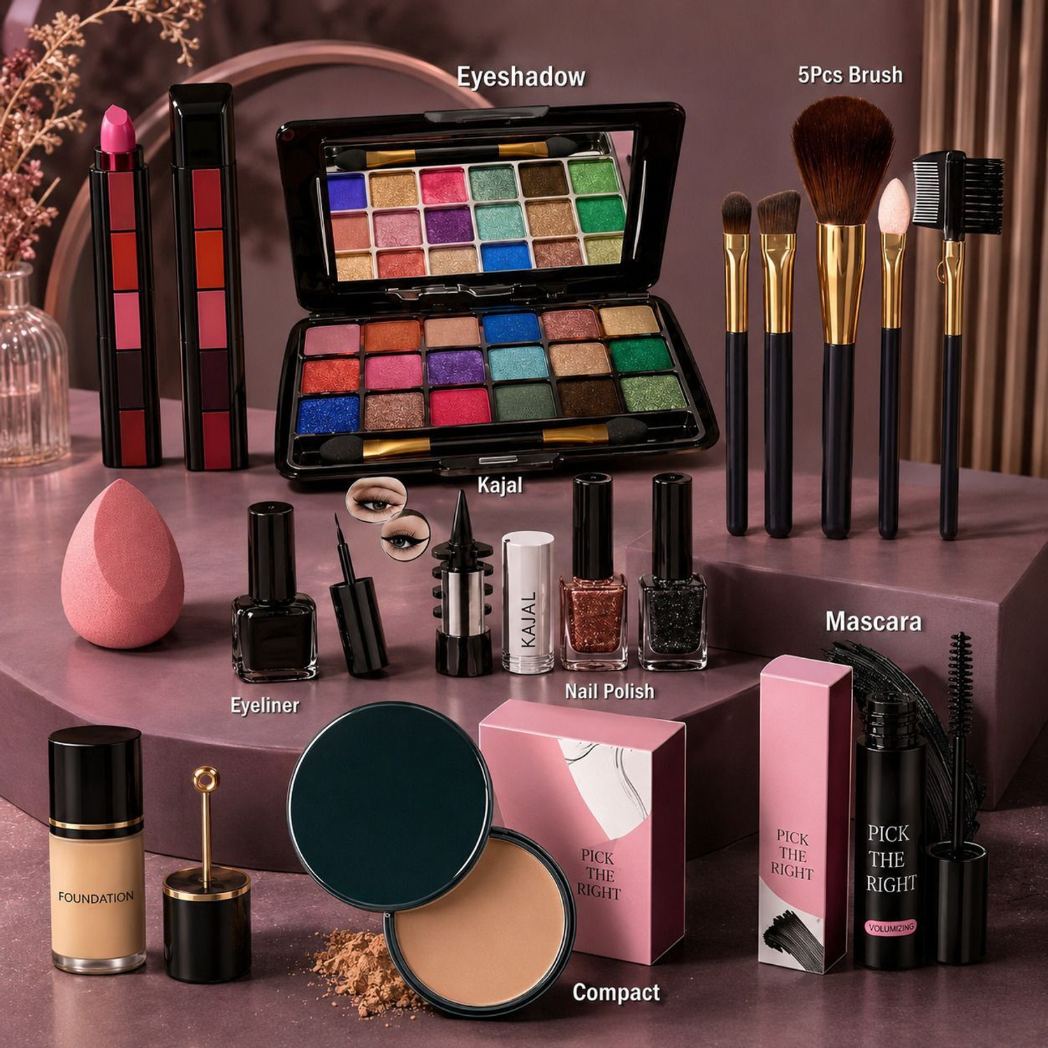FUSION FLY Glam Beauty Kit with Makeup & Brush EssentialsFF