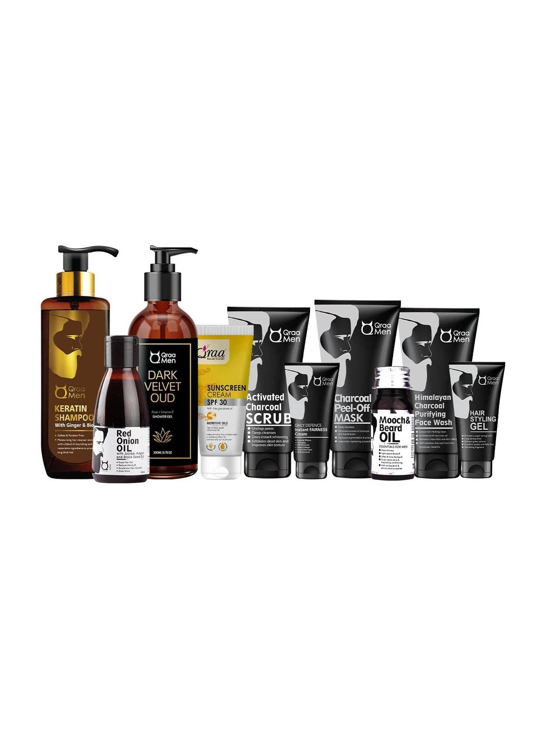 Qraa Men Charcoal Kit | Combo Pack of 10 Products
