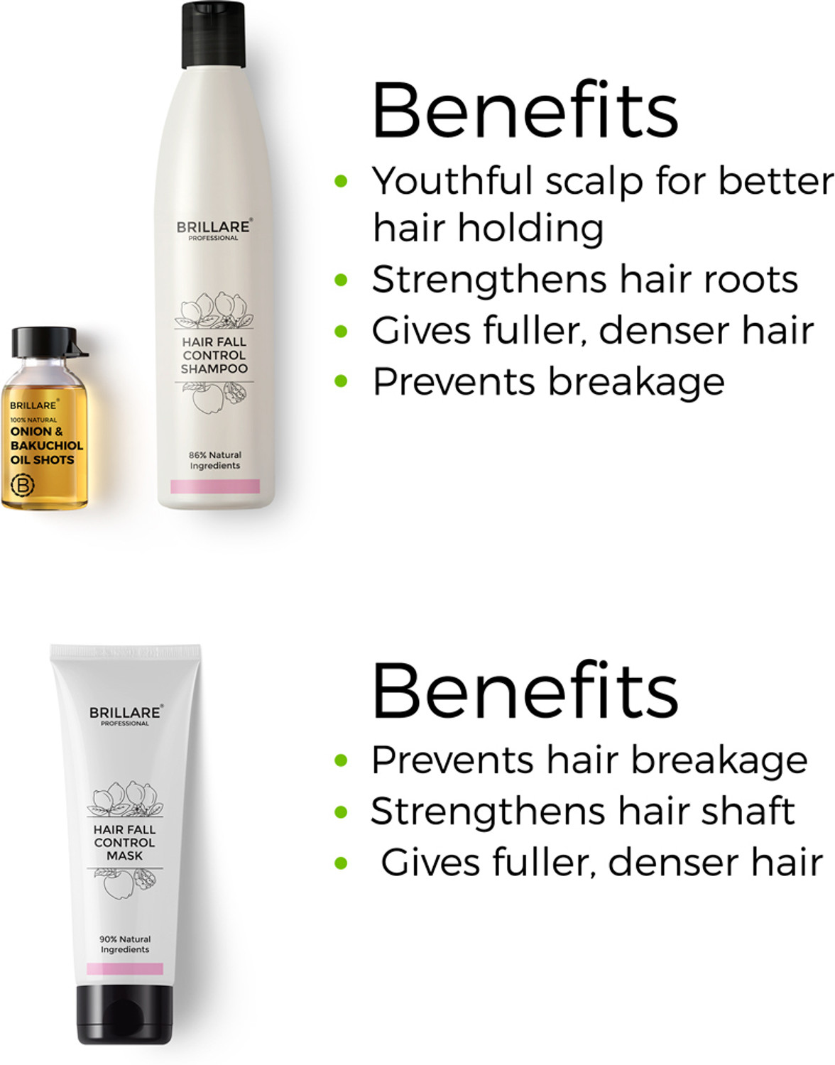 Image of BRILLARE Anti Hairfall Treatment Combo - Shampoo, Hair Mask & Oil shots
