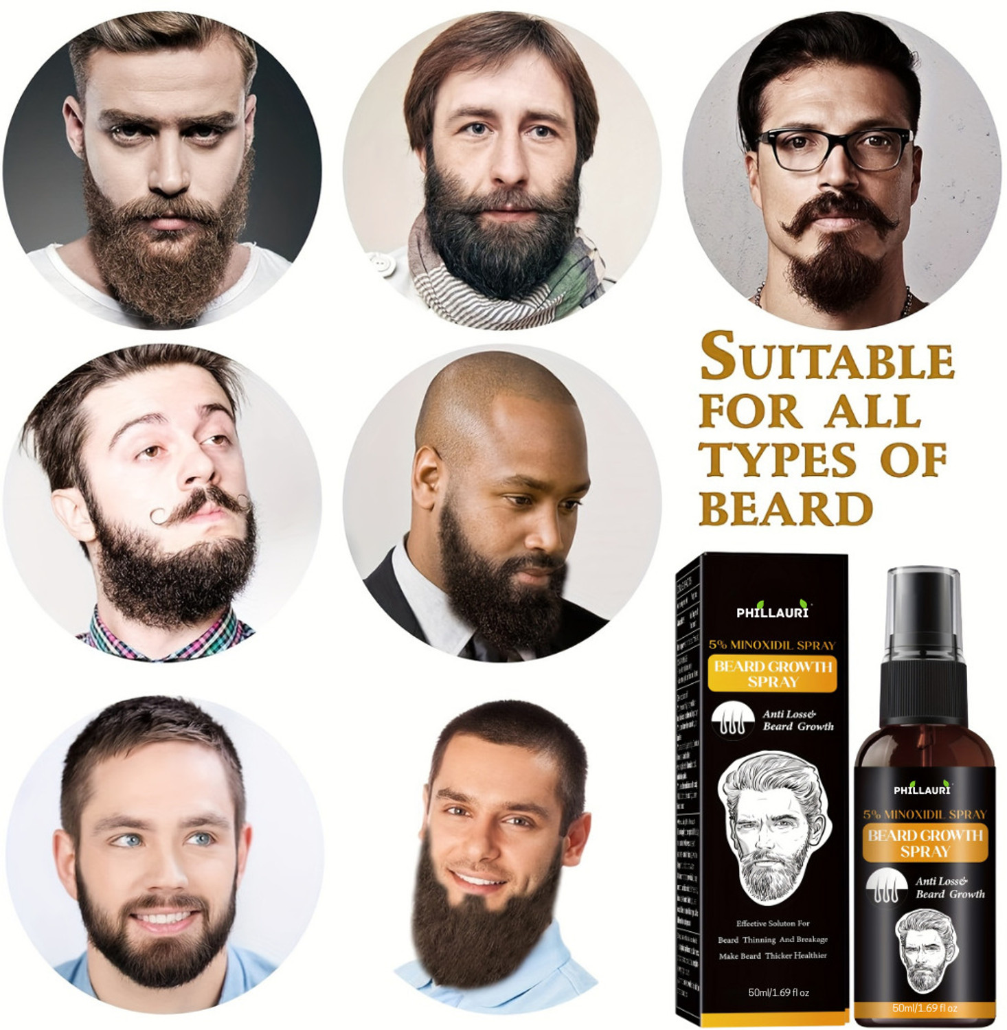 Image of Phillauri Oil Spray, 50 ml | Non-Sticky, Light Beard Oil for Men with Derma roller 0.5mm