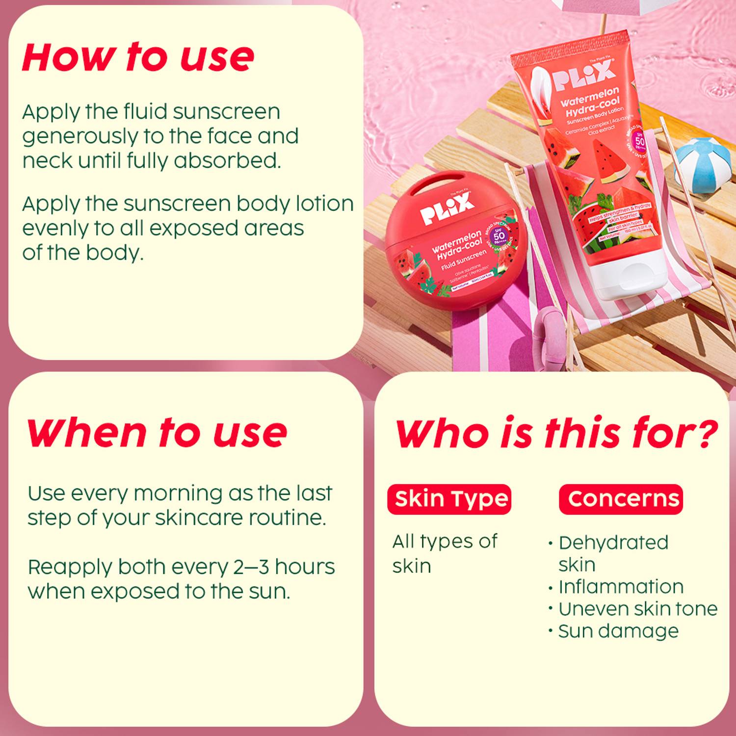The Plant Fix Plix Watermelon Hydra-Cool SPF 50 Sunscreen Combo - Image 5