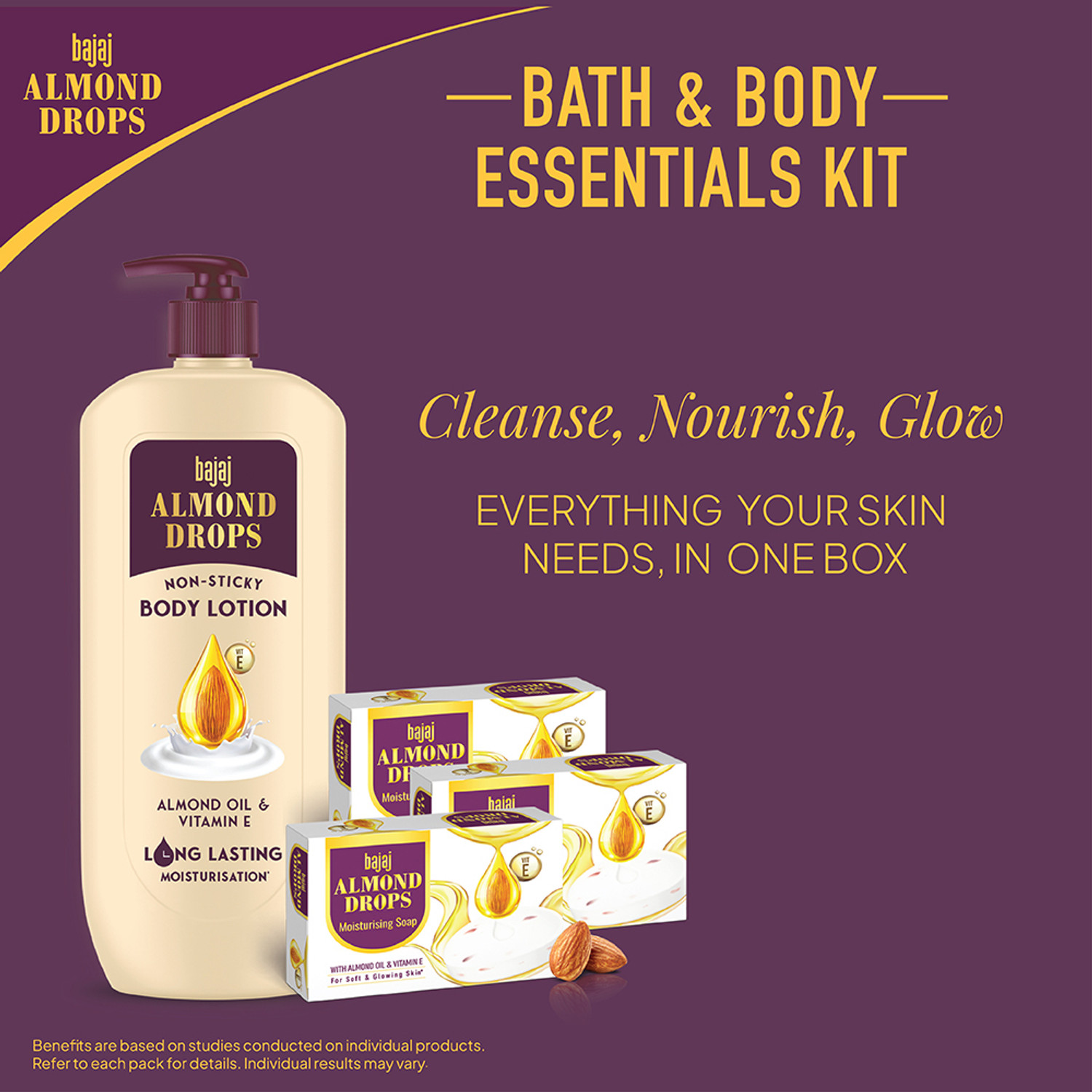 Image of Bajaj Almond Drops Body Lotion - 610ml + Soap 125*3 (2 Items in the set)