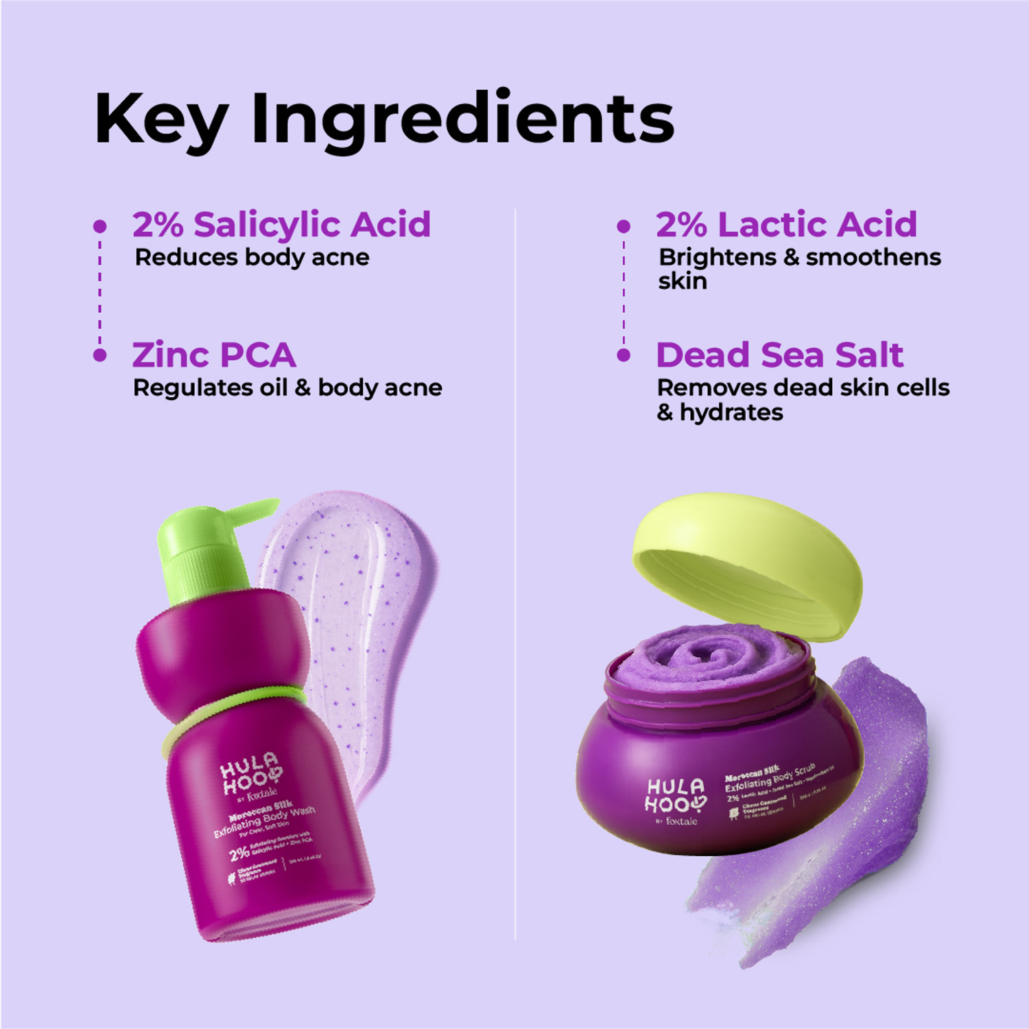 Image of Foxtale Hula Hoop Exfoliating Body Wash + Exfoliating Body Scrub, For Smooth Skin