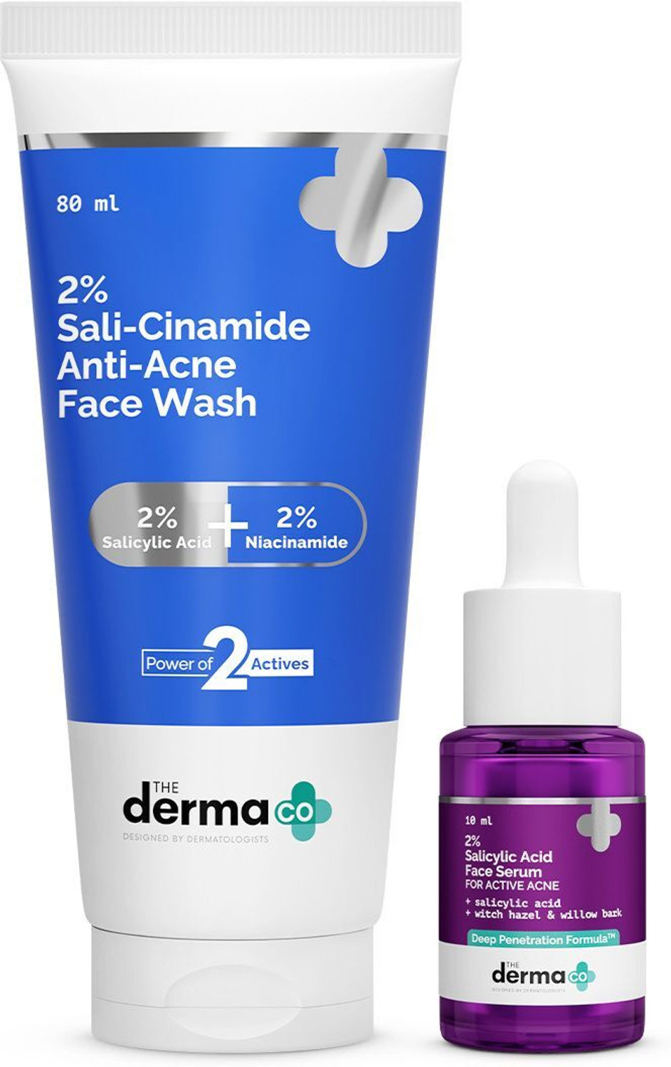 Image of The Derma Co Sali-Cinamide Anti-Acne Face Wash and 2% Salicylic Acid Face Serum 10 ml Combo