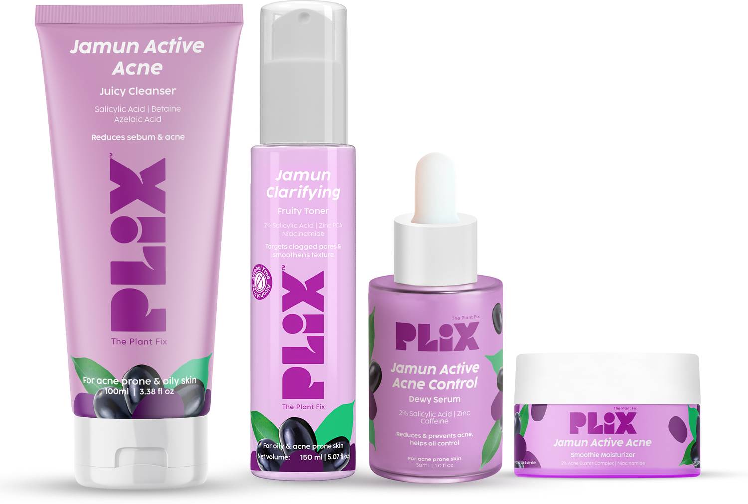 The Plant Fix Plix Jamun Active Acne Regime, Toner, Cleanser, 2%